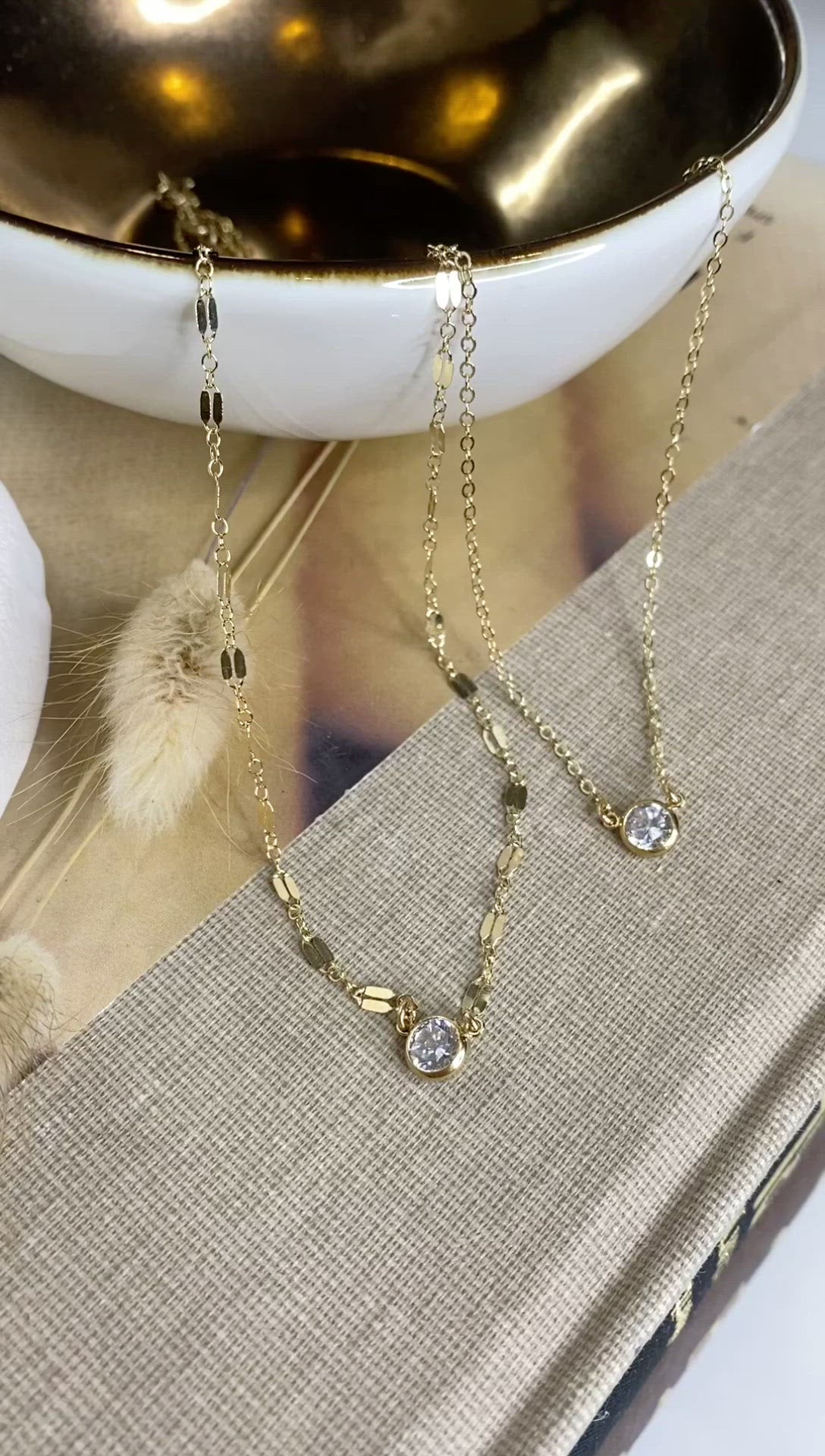 Bezel Set CZ Solitaire Necklace | Bold Sparkle on Dainty Gold Chain